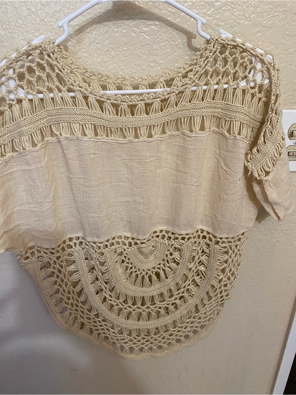 Crochet Detail Women's Top - Cream